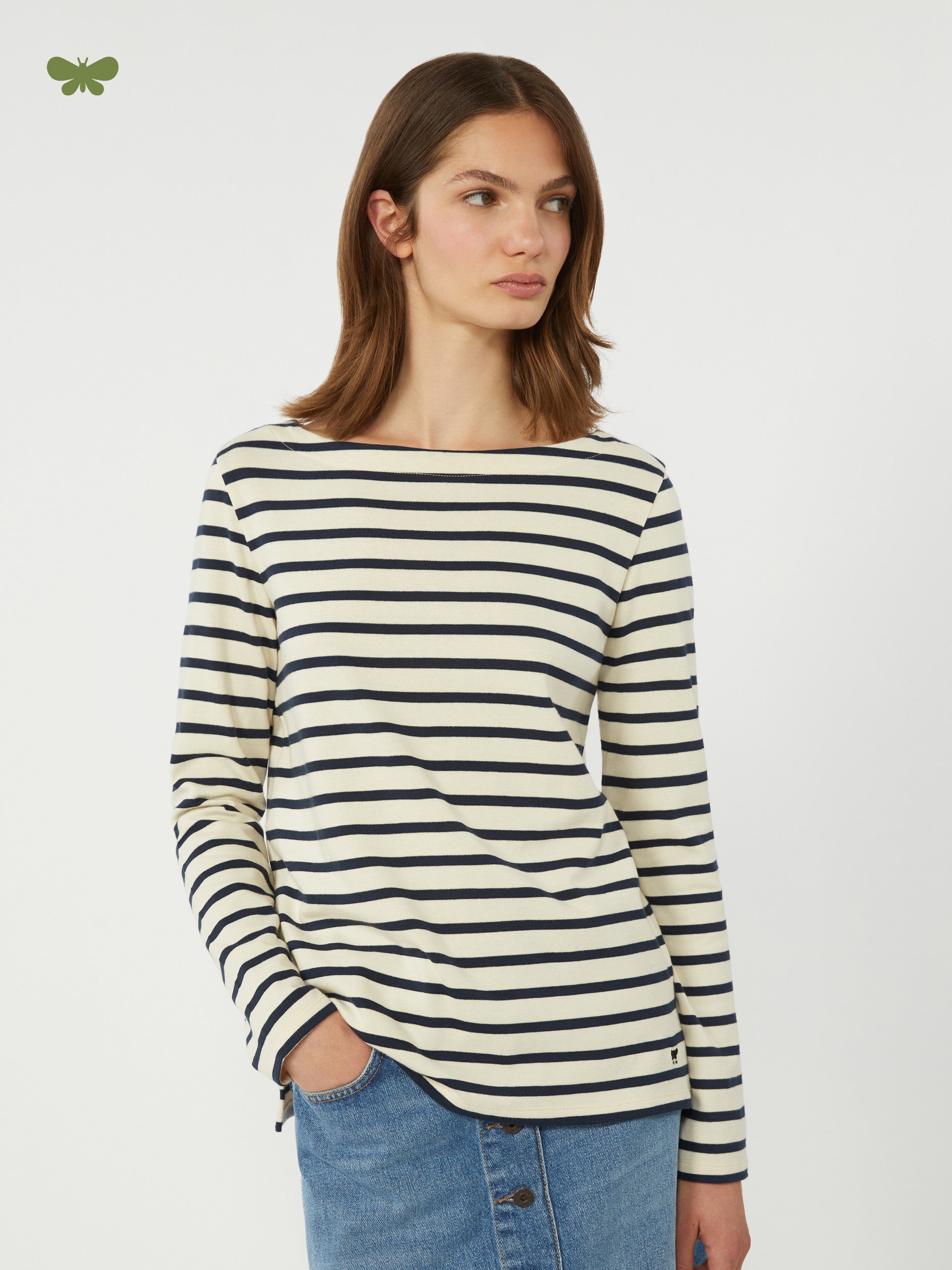 Erasmo Ivory Striped Cotton Tee