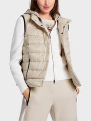 Down waistcoat with stand-up collar Beige