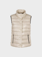 Down waistcoat with stand-up collar Beige