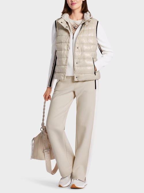 Down waistcoat with stand-up collar Beige