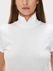 T-shirt with slit mock neck