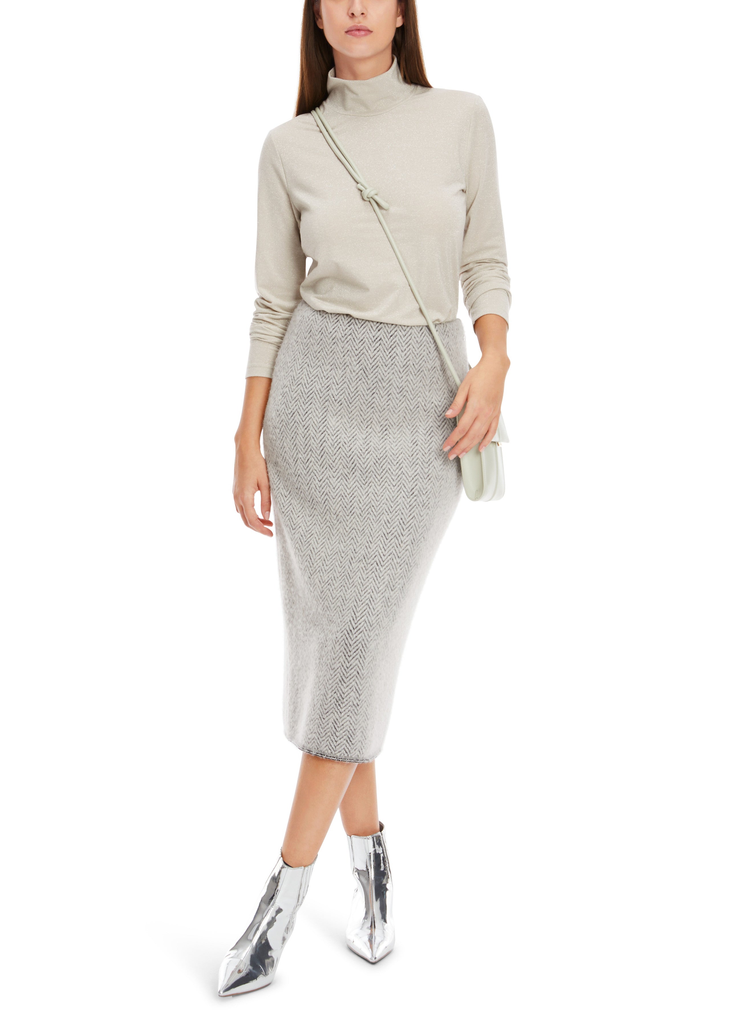 Grey Slim Knitted Skirt