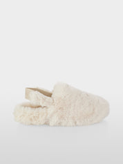 Furry Slip On Shoes in Off White