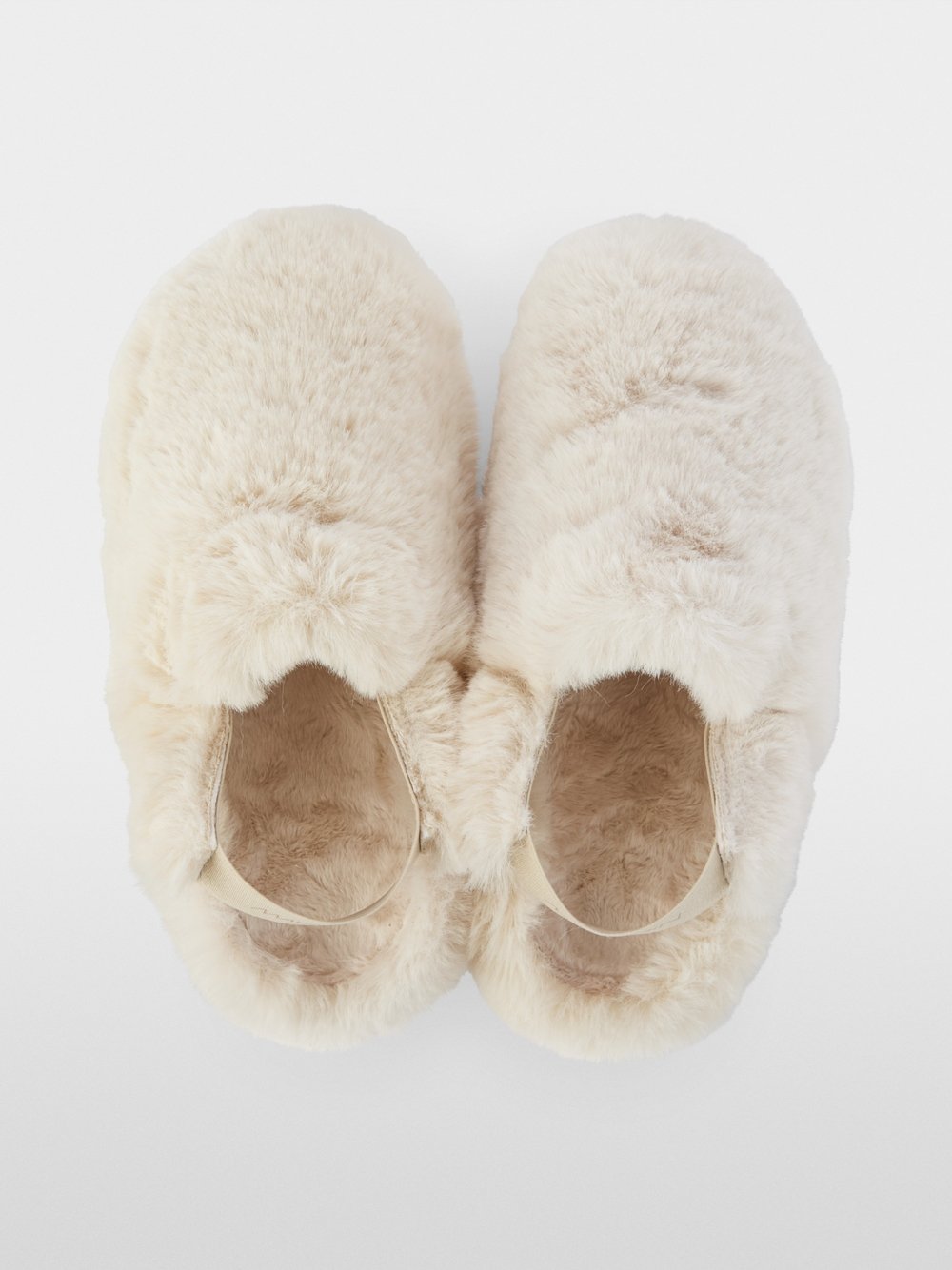 Furry Slip On Shoes in Off White
