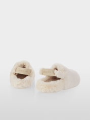Furry Slip On Shoes in Off White