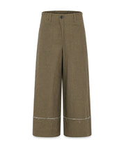 Annette Gortz Bravo Relaxed Linen Blend Culottes with Contrast Raw Edges Khaki