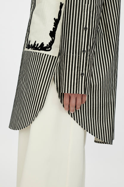Nao Long shirt with flocked stripes