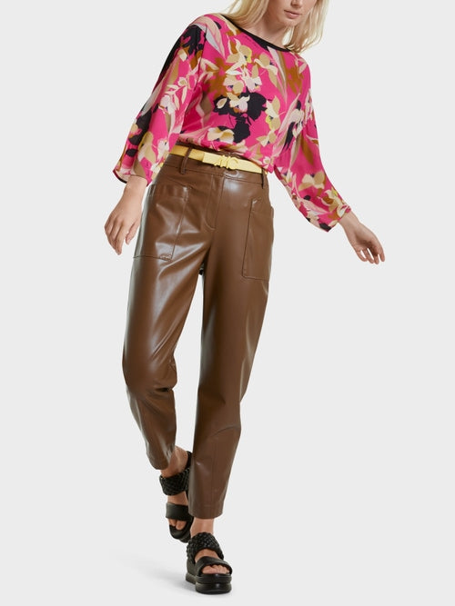 High-Waist Pants in Faux Nappa Leather