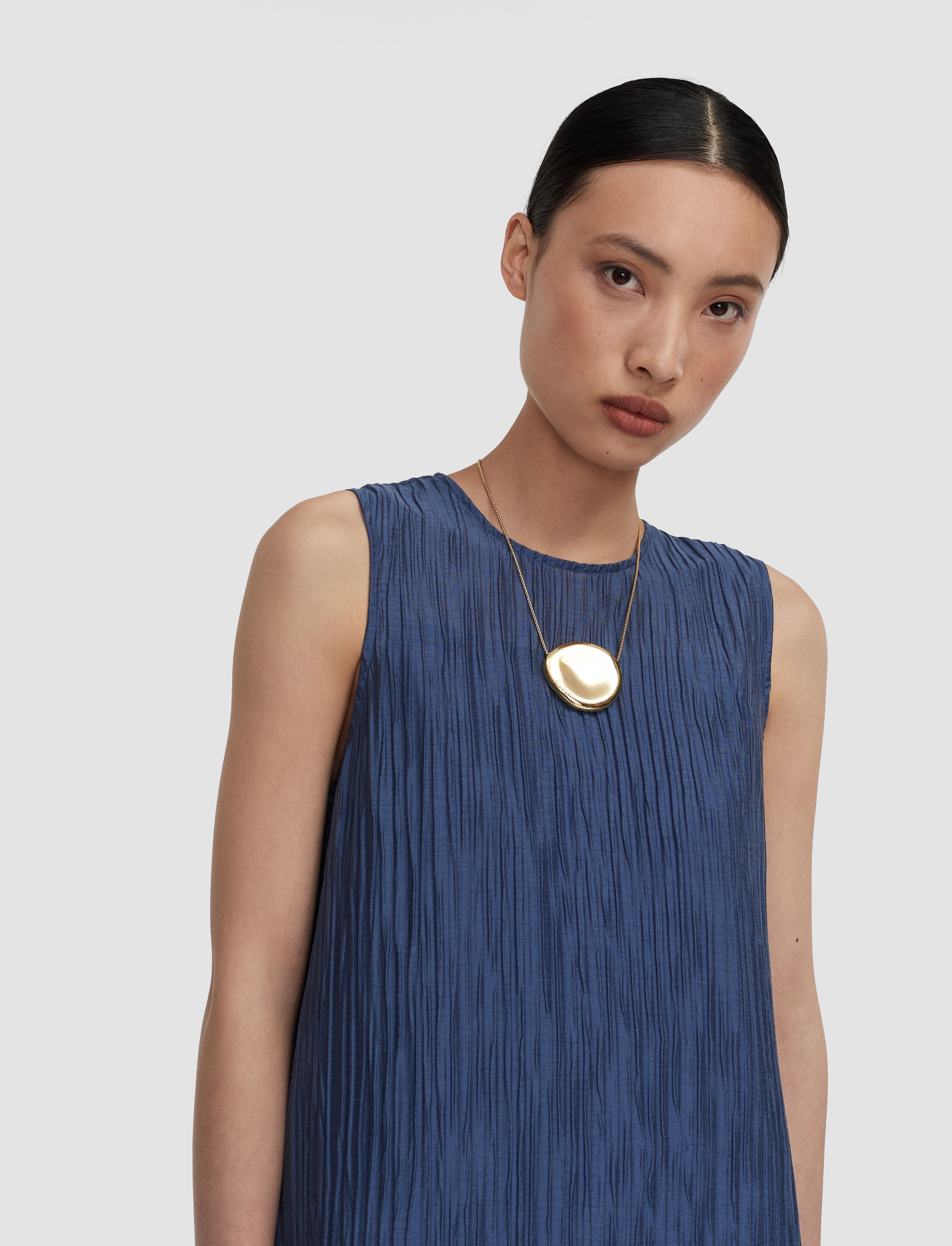 Dion Fluid Crinkle Dress Mineral Blue