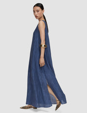 Dion Fluid Crinkle Dress Mineral Blue