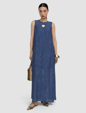 Dion Fluid Crinkle Dress Mineral Blue