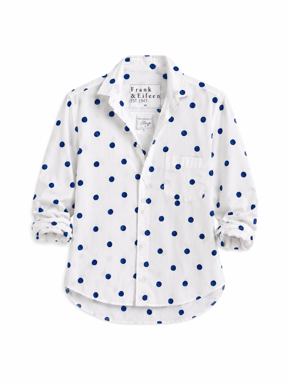 Frank & Eileen Silvio Untuckable Button-Up Shirt Large Blue Dots