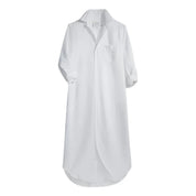 Rory Tattered Denim Shirtdress White