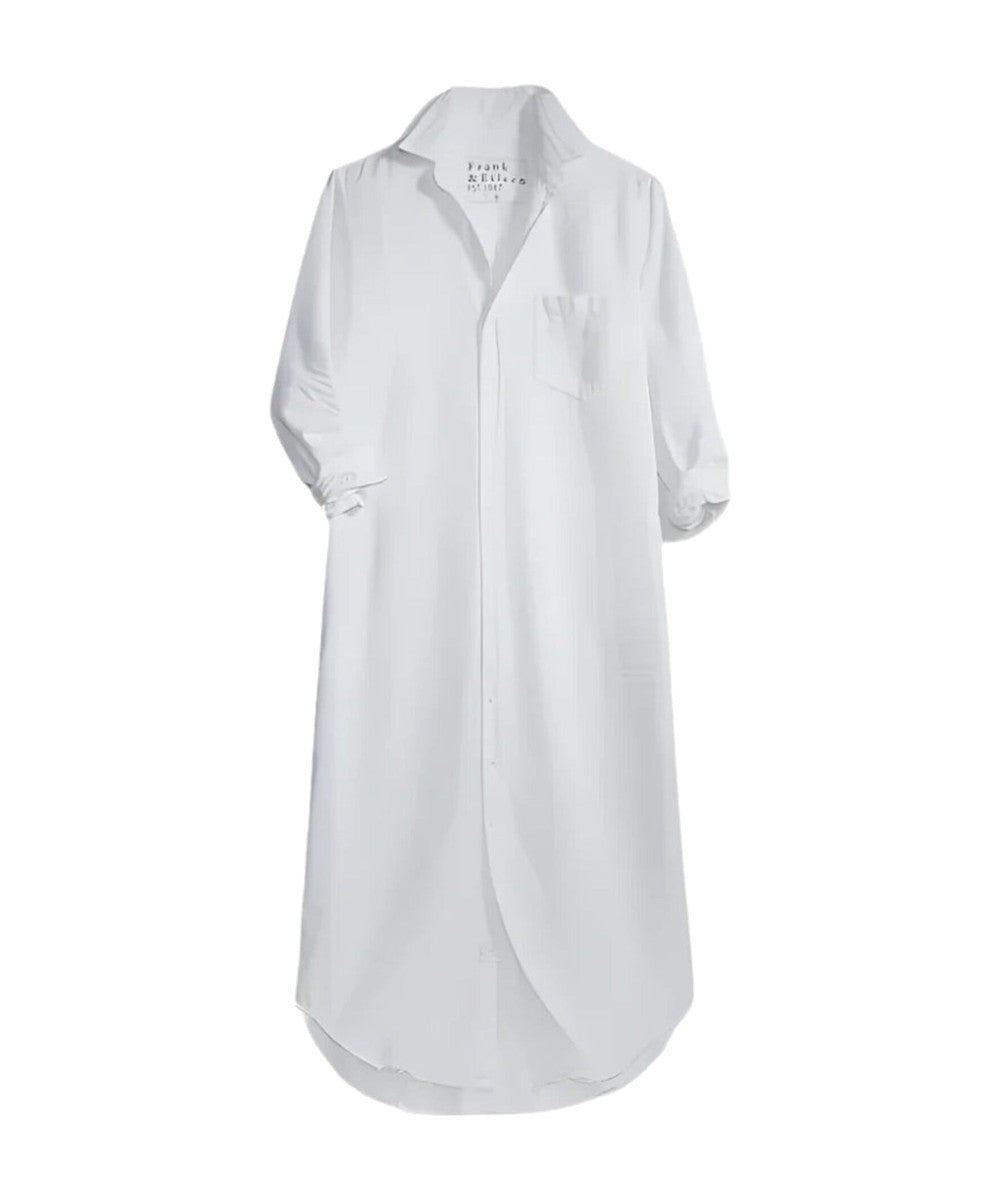 Frank & Eileen Rory Tattered Denim Shirtdress White