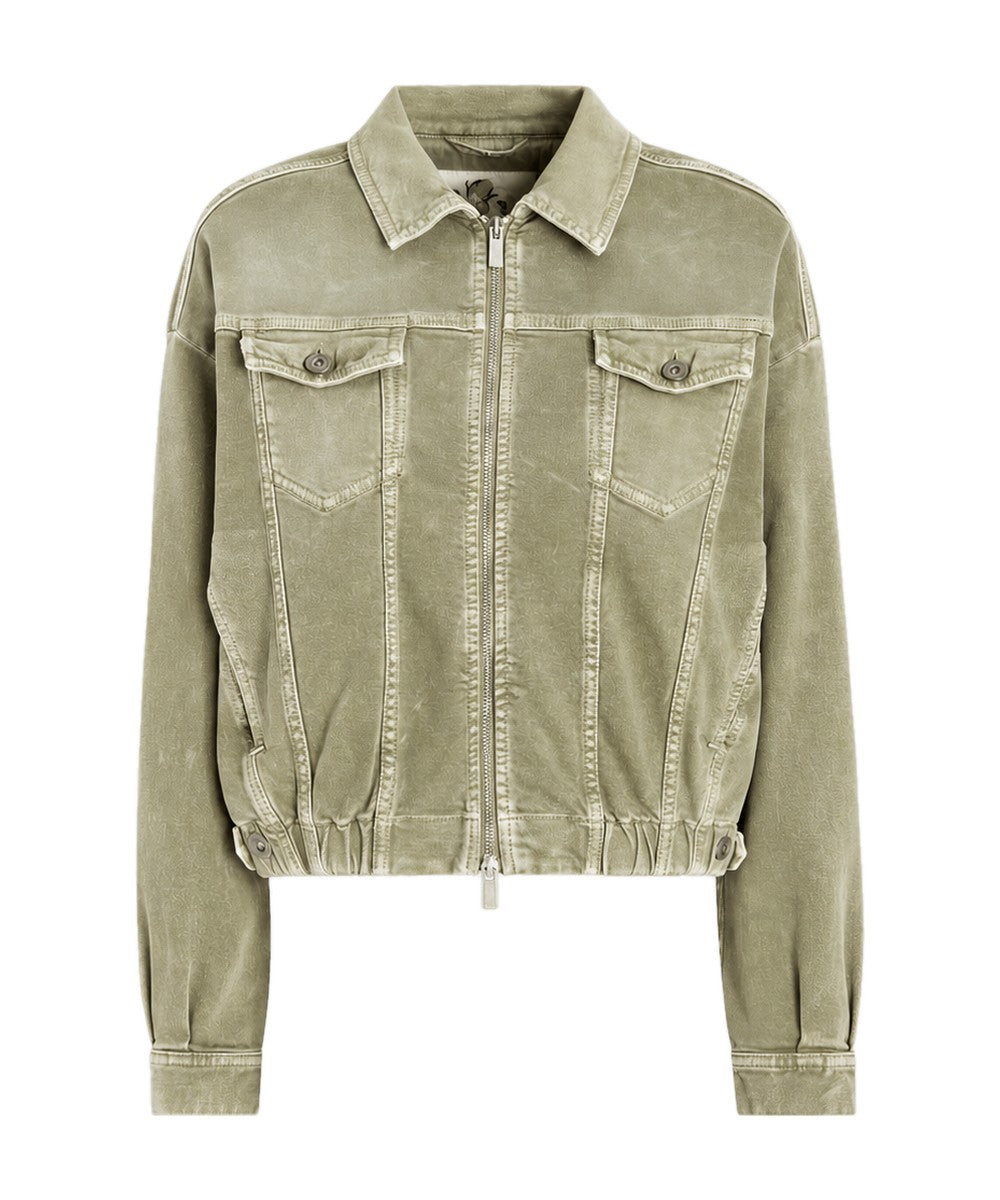 High Everyday Couture Compact Bomber Jacket in Light Green Denim