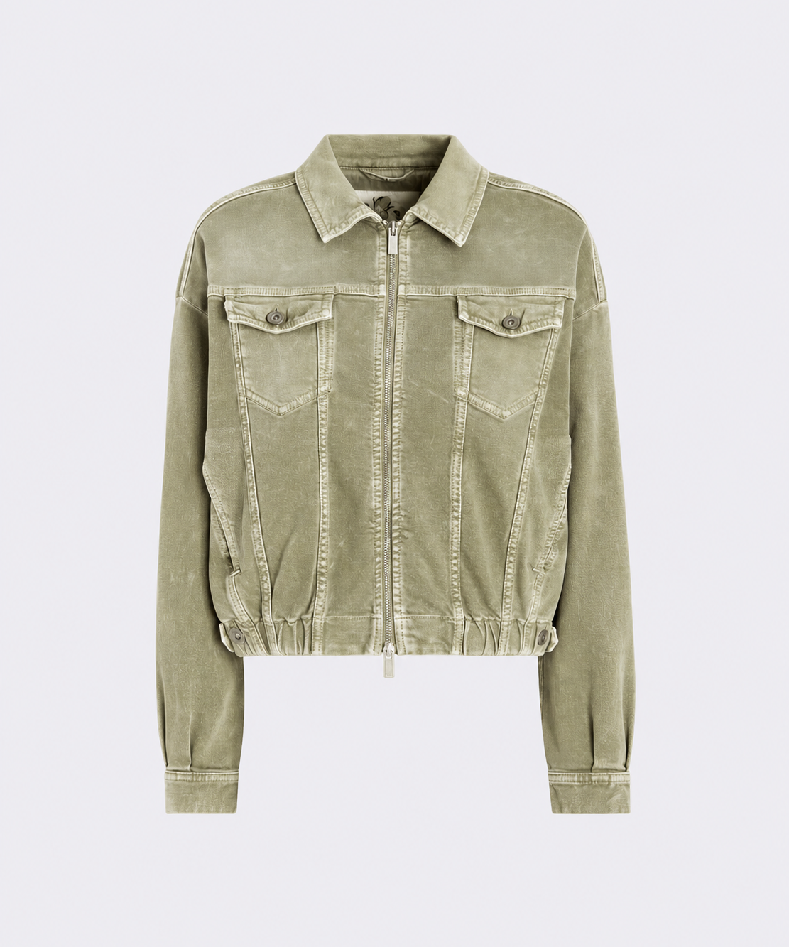 High Everyday Couture Compact Bomber Jacket in Light Green Denim
