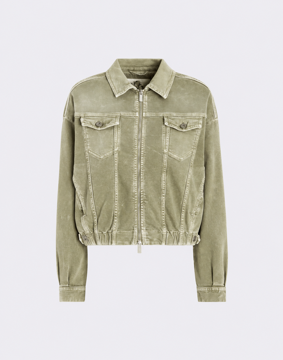 High Everyday Couture Compact Bomber Jacket in Light Green Denim
