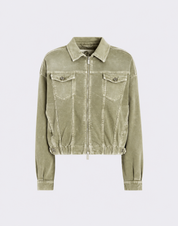 High Everyday Couture Compact Bomber Jacket in Light Green Denim