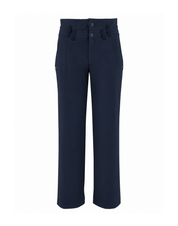 High Everyday Couture Eye Navy straight-Leg Pants with Double Waistband