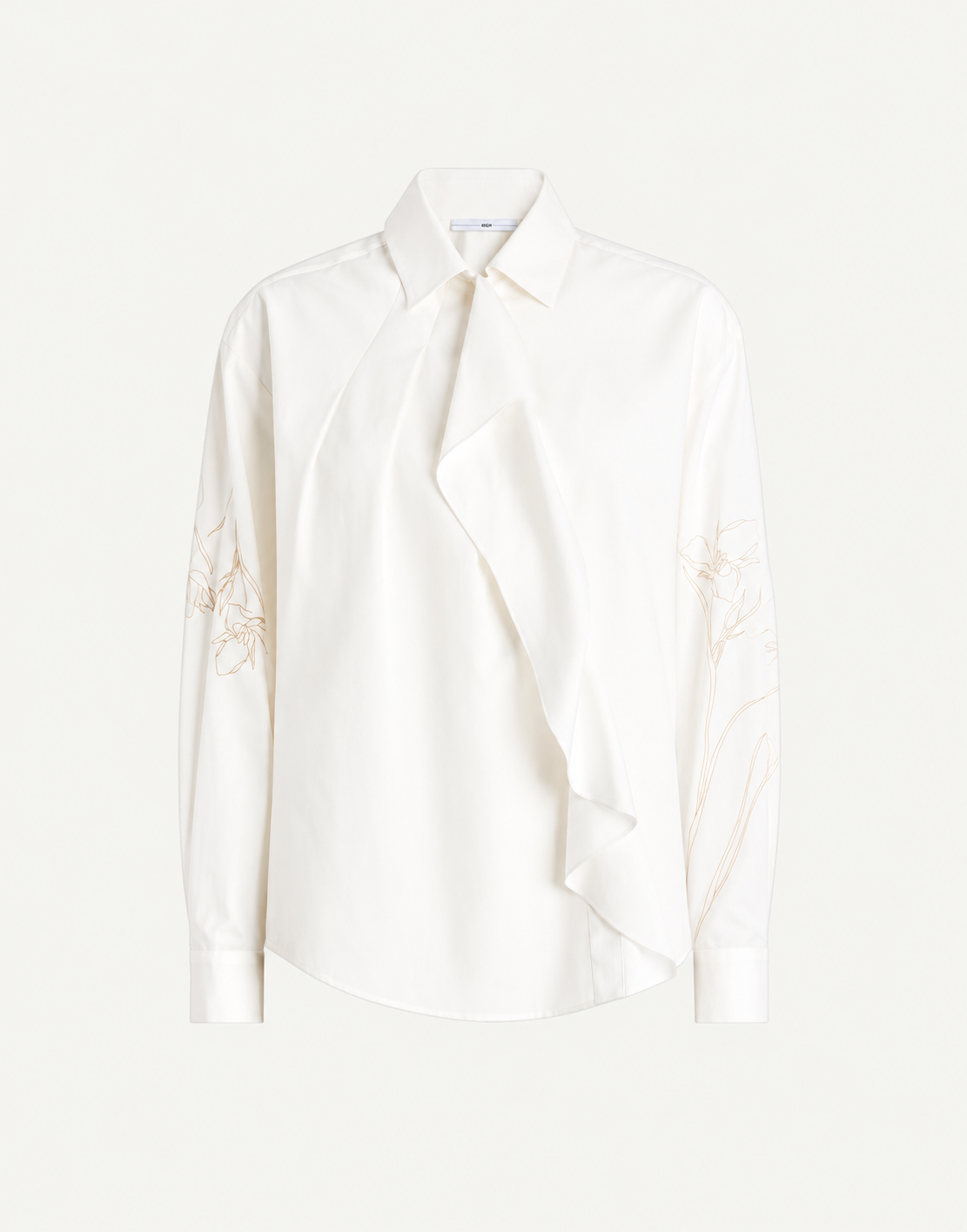 High Everyday Couture Hanky White Poplin Shirt with Jabot Detail