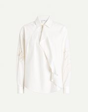High Everyday Couture Hanky White Poplin Shirt with Jabot Detail