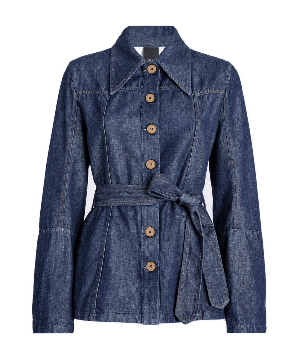 High Everyday Couture Honor Denim and Lyocell Jacket with Belt
