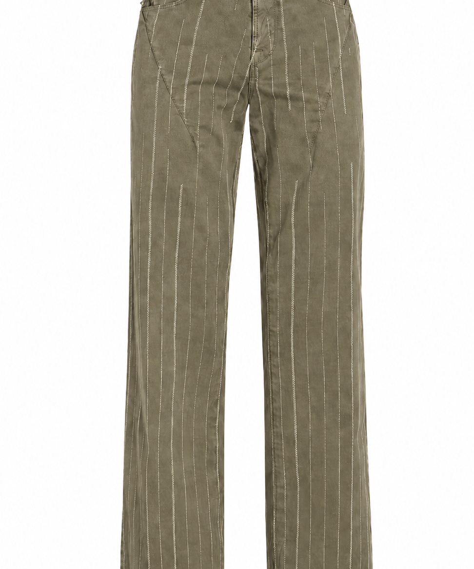 High Everyday Couture Method Khaki Striped Cropped Pants