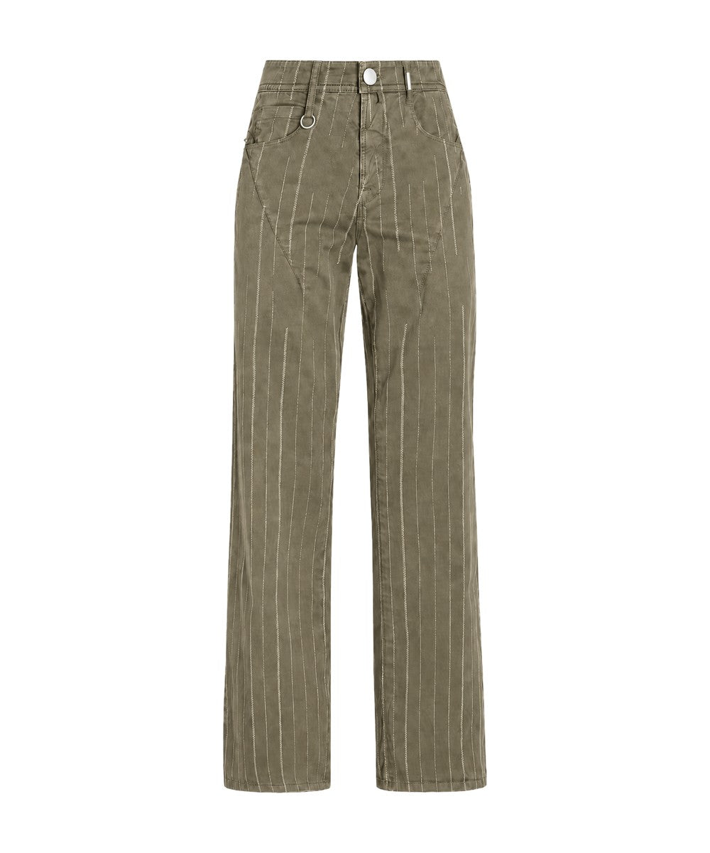 High Everyday Couture Method Khaki Striped Cropped Pants