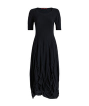 High Everyday Couture On Top Black Midi Dress with Draping