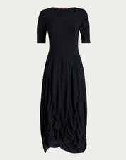 High Everyday Couture On Top Black Midi Dress with Draping