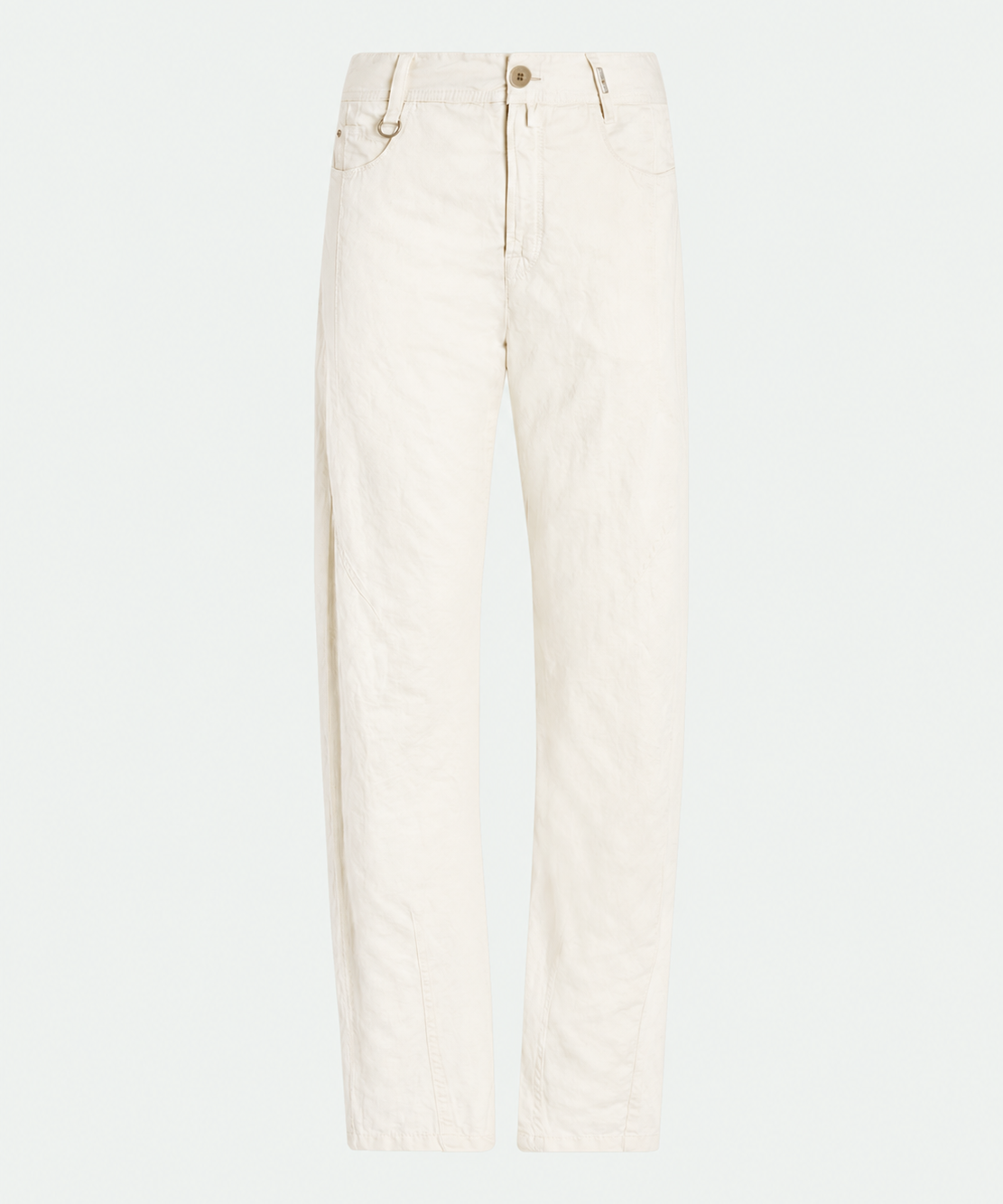 High Everyday Couture Trice Straight-Leg Pants in White Cotton and Linen