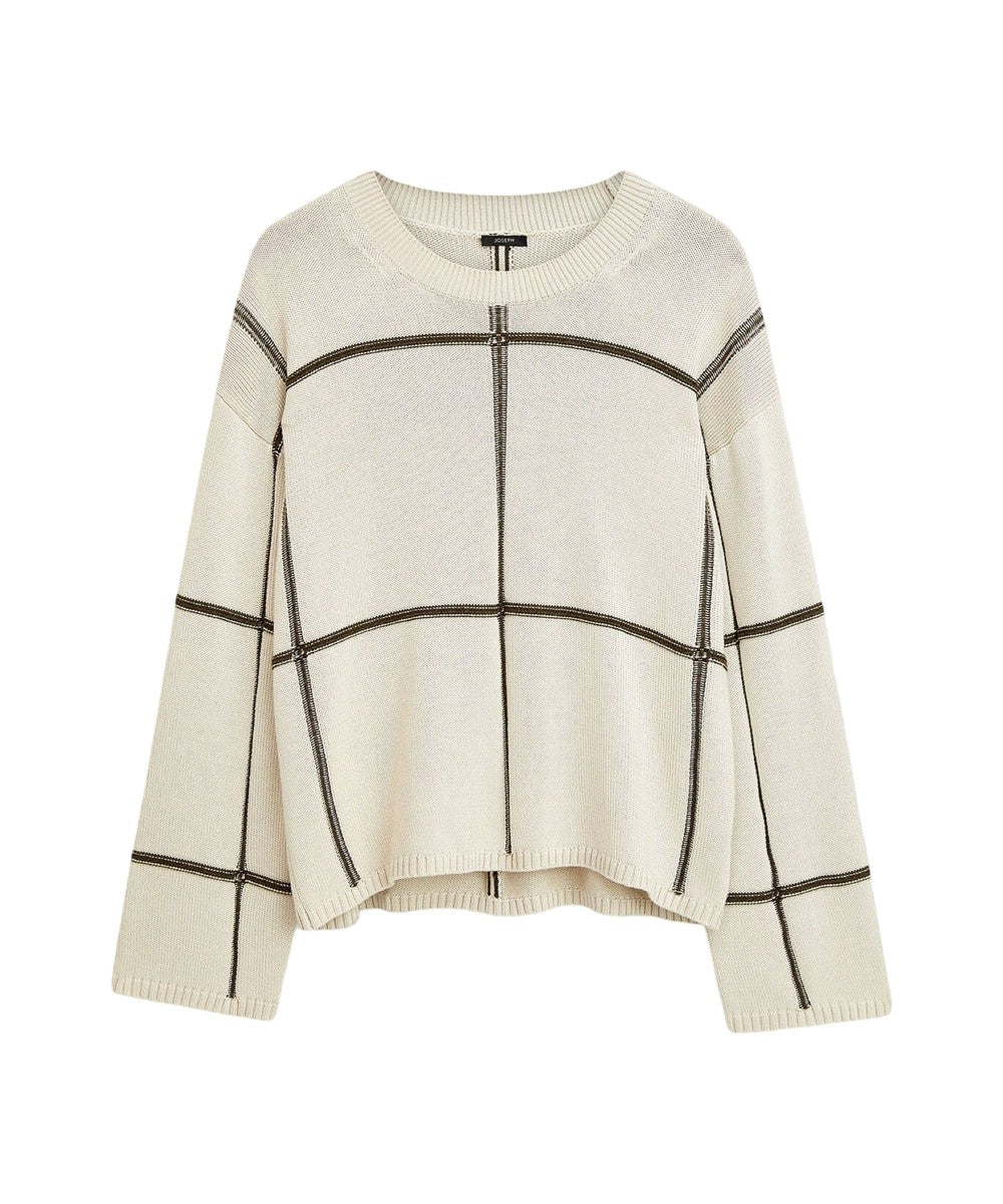 JOSEPH Grid Cotton Silk Crew Neck Jumper