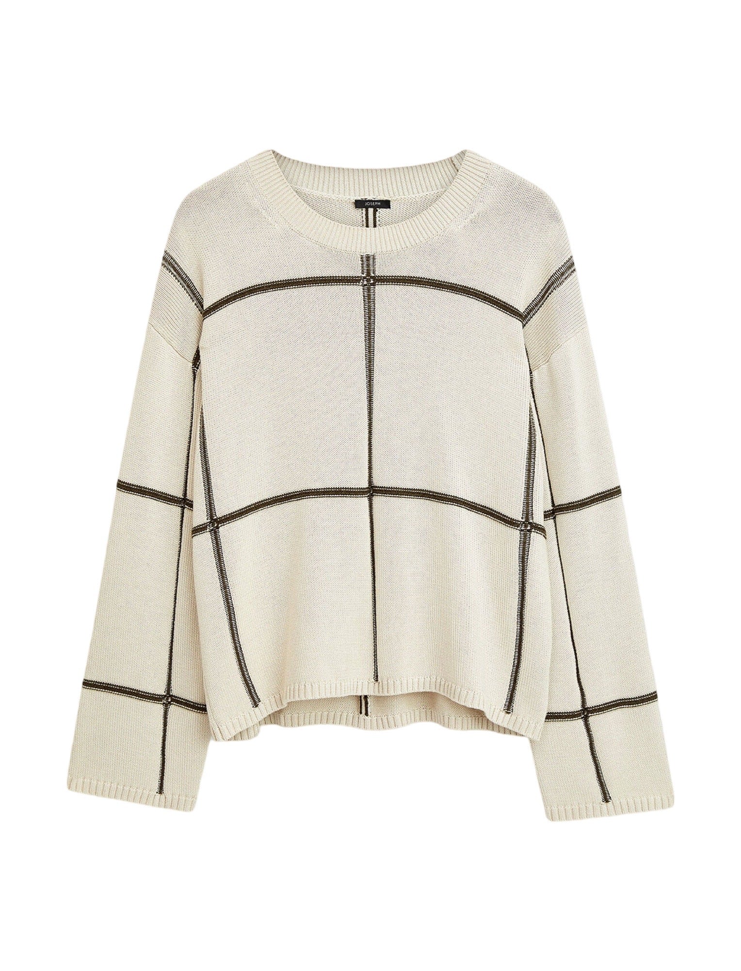 Grid Cotton Silk Crew Neck Jumper