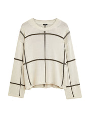 Grid Cotton Silk Crew Neck Jumper