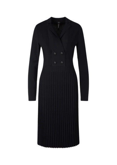 Navy Pleated Knitted Dress