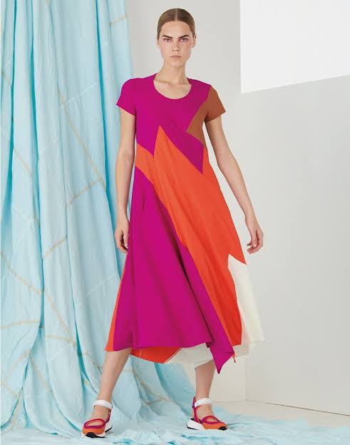 Tease multicolor multipanel A line dress