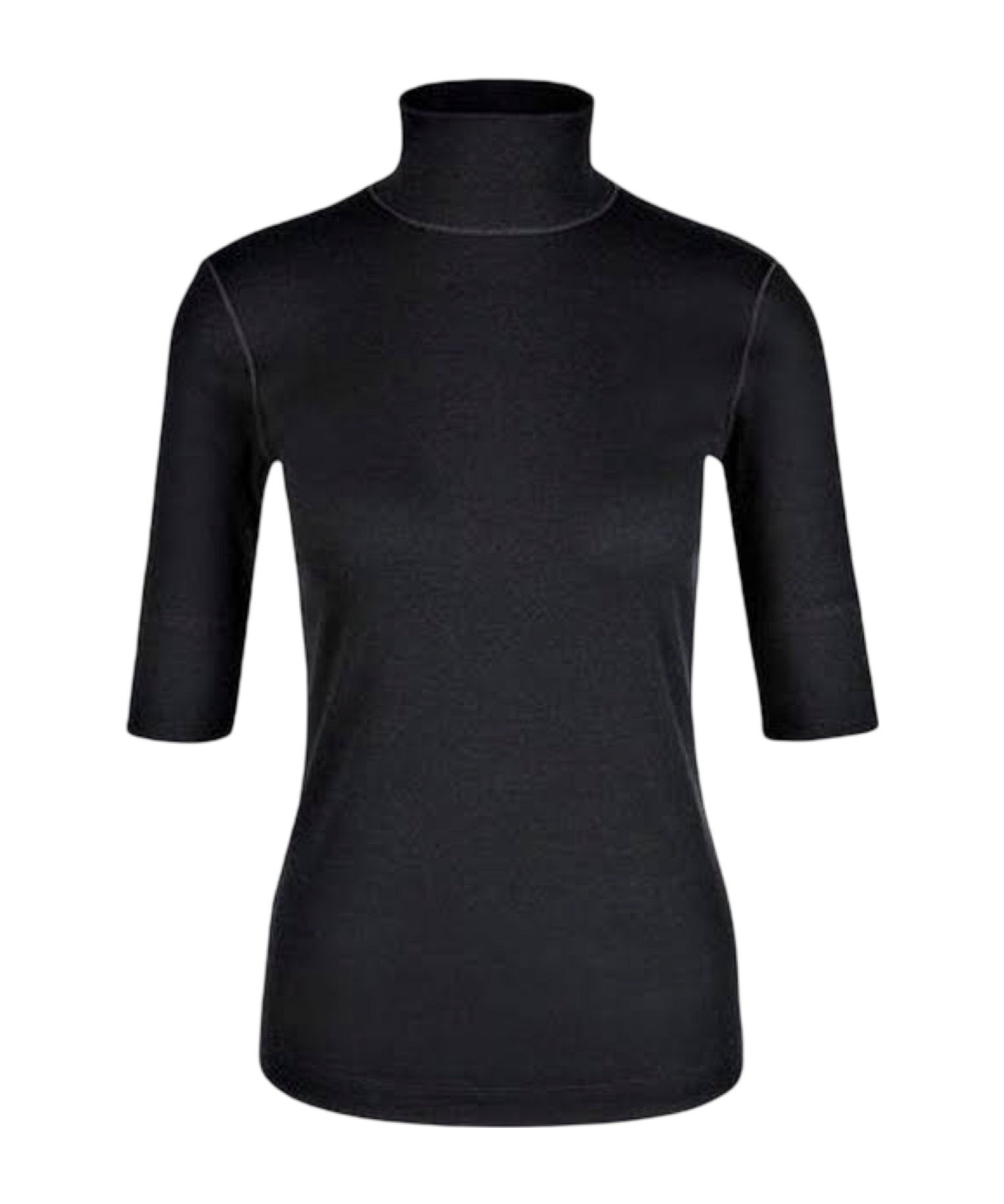Short-Sleeve Turtleneck Top With Stand-Up Collar
