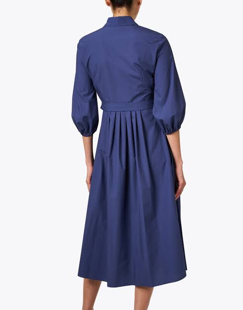 Abete Blue Cotton Shirt Dress