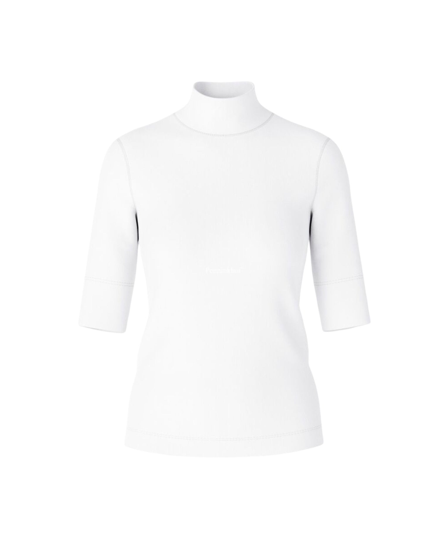 Short-Sleeve Turtleneck Top With Stand-Up Collar