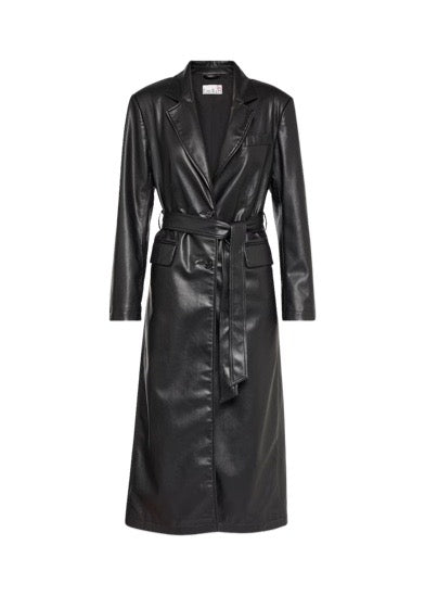 Valentina Black Faux Leather Coat