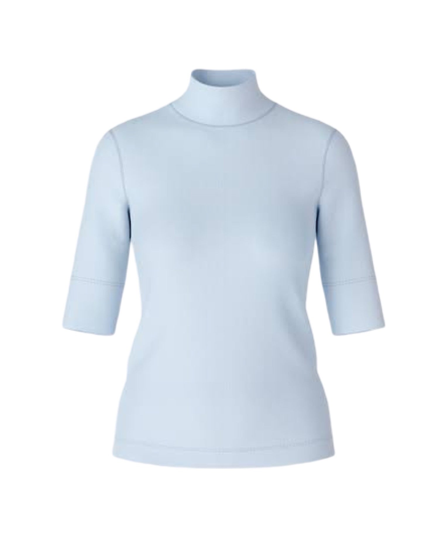 Short-Sleeve Turtleneck Top With Stand-Up Collar