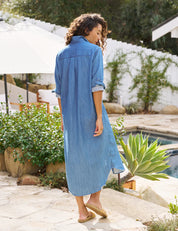 Rory Maxi Shirtdress Vintage Stonewashed Indigo