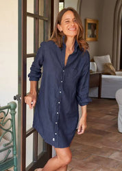 Mary Classic Shirtdress Navy