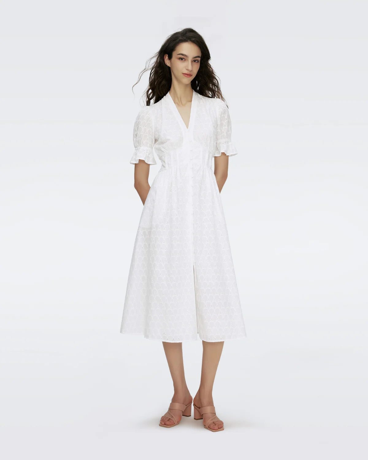 Erica Eyelet A-line Dress In Ivory