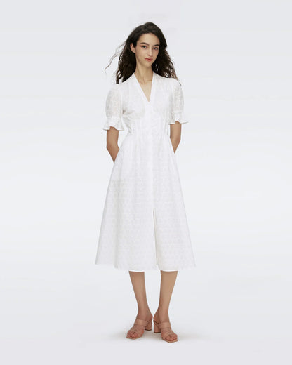 Erica Eyelet A-line Dress In Ivory