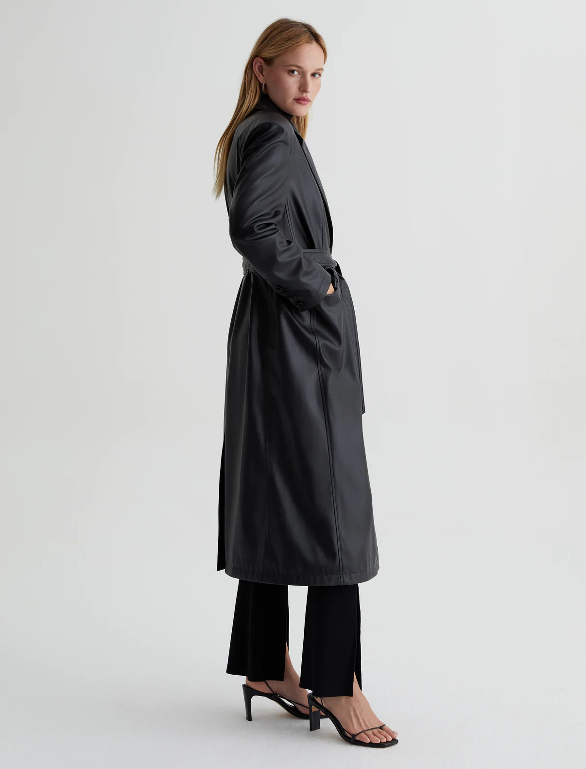 Valentina Black Faux Leather Coat