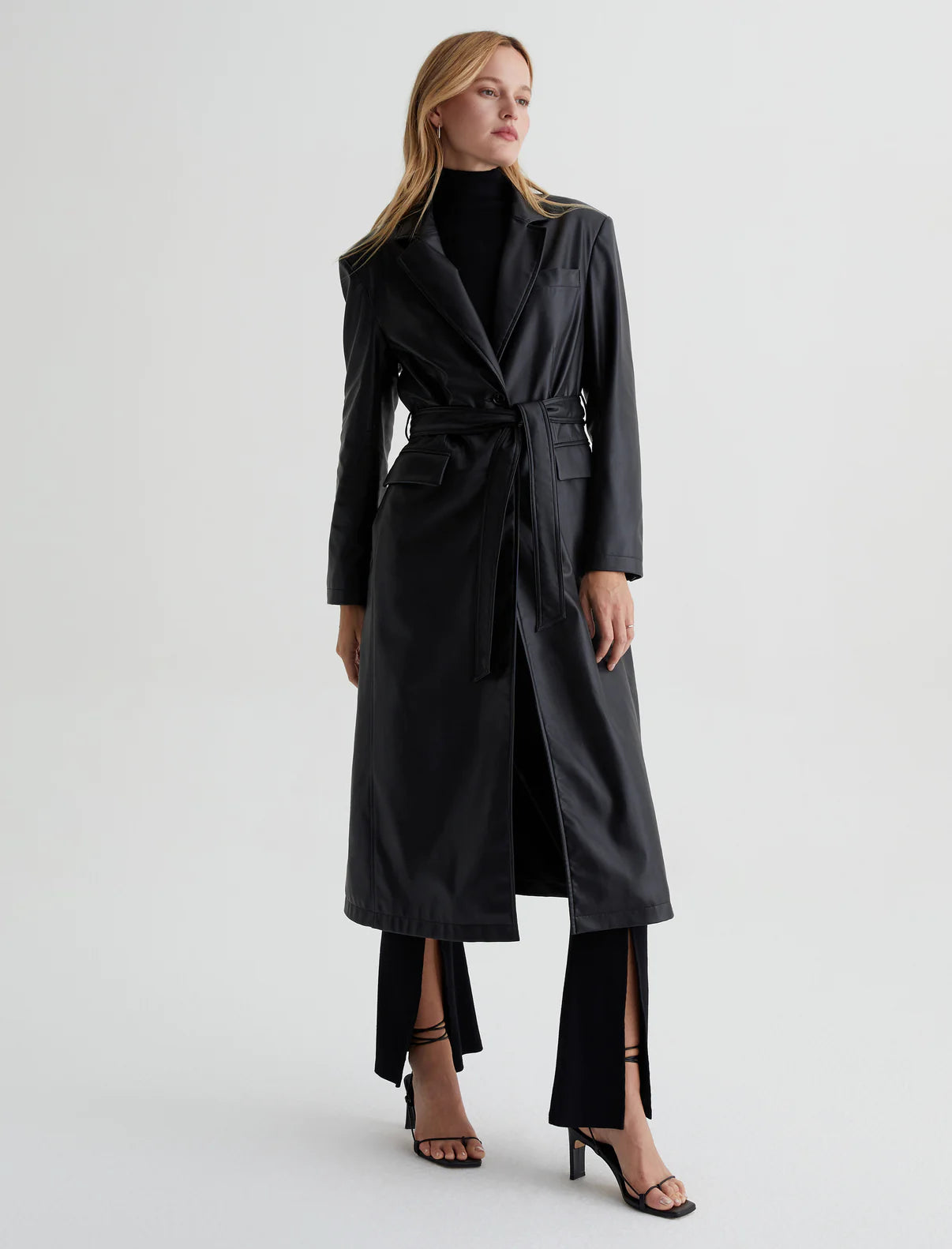 Valentina Black Faux Leather Coat