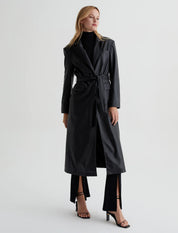 Valentina Black Faux Leather Coat