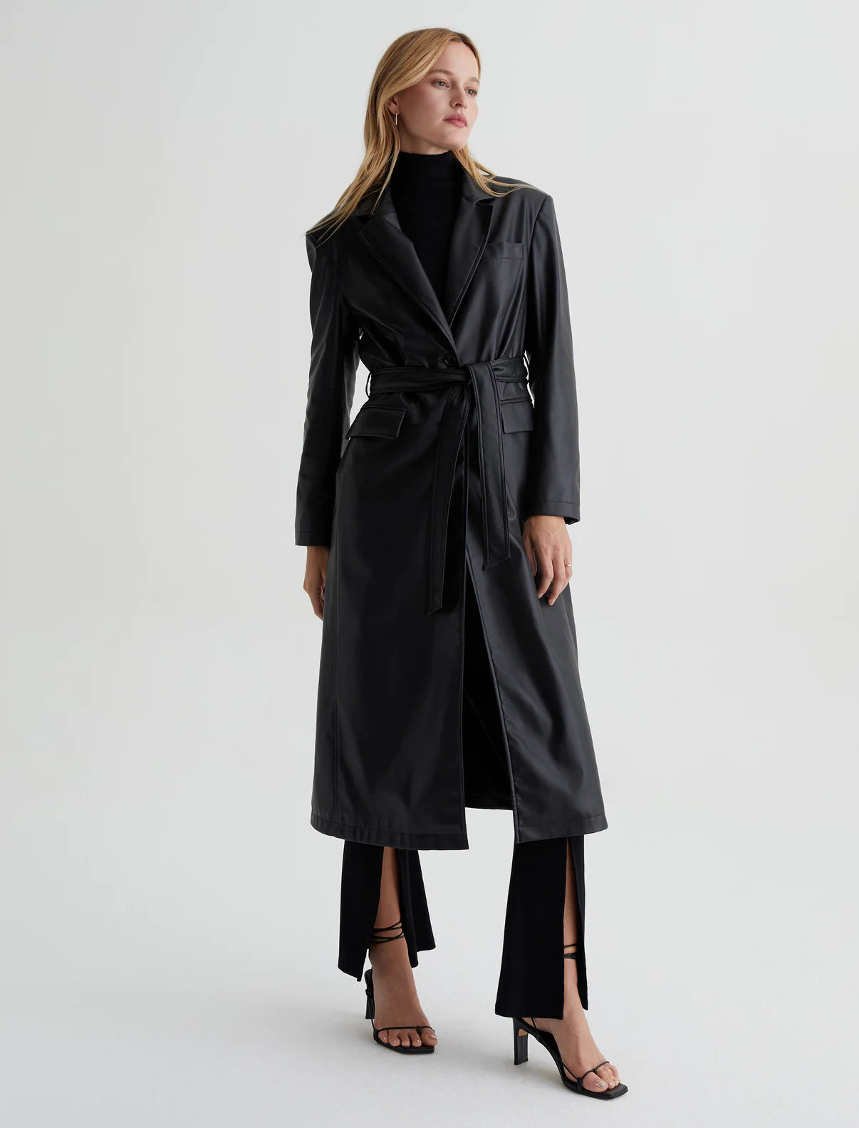 Valentina Black Faux Leather Coat
