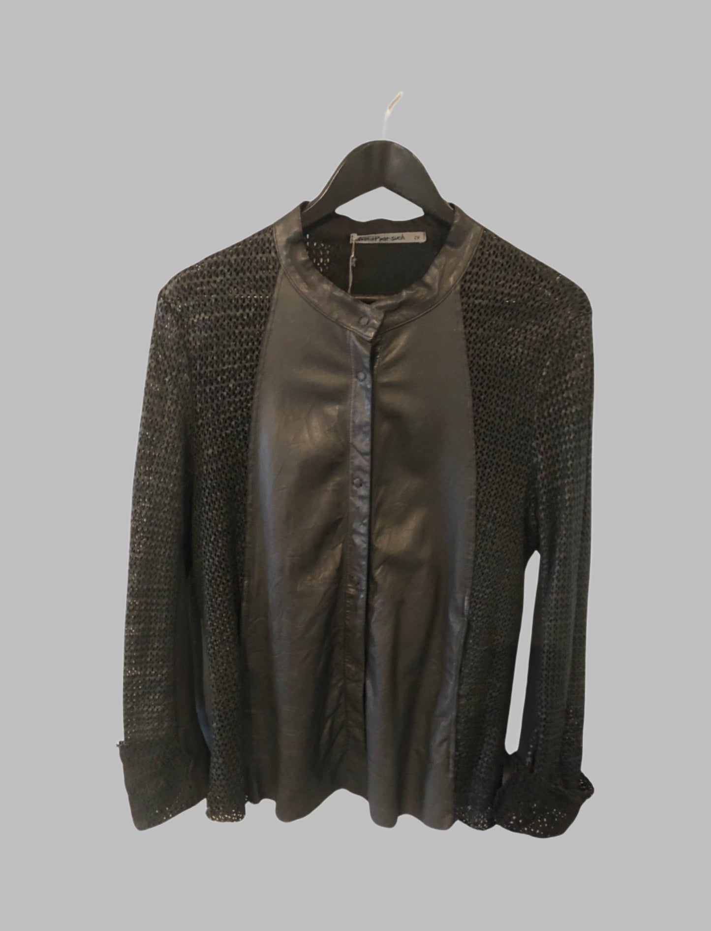 Textural Leather Jacket Black